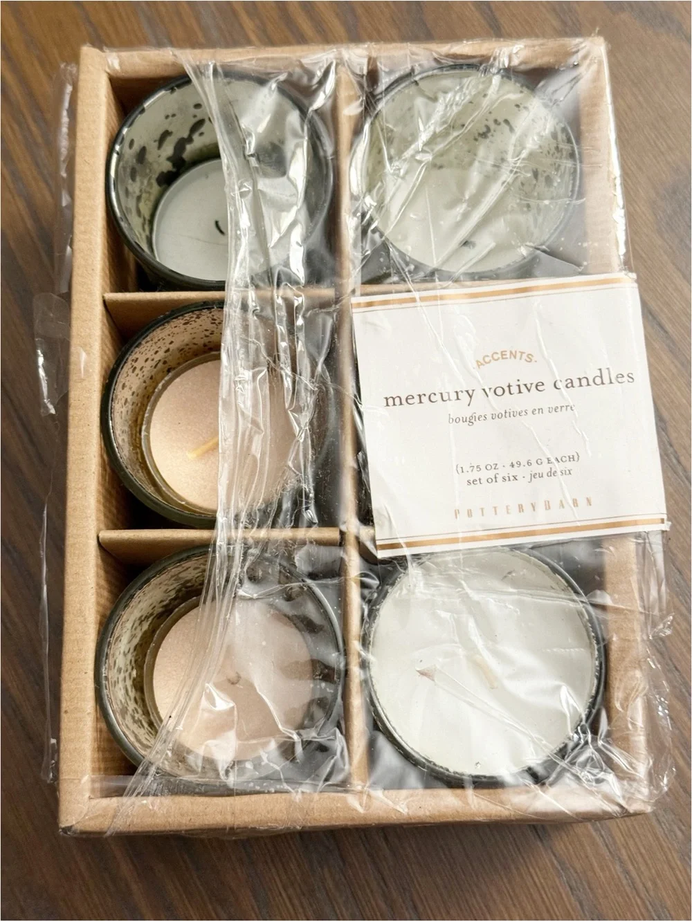 Pottery barn mecury glass votive candle set